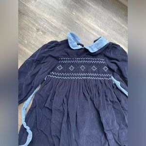 Navy smocked corduroy Vive La Fete girl dress size 3